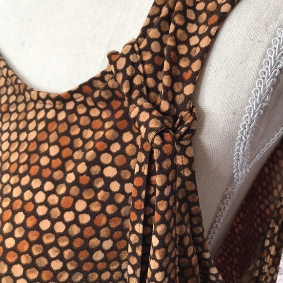 ATTENTION LARGE BROWN POLKA DOT SLEEVELESS TOP - Picture 5 of 8